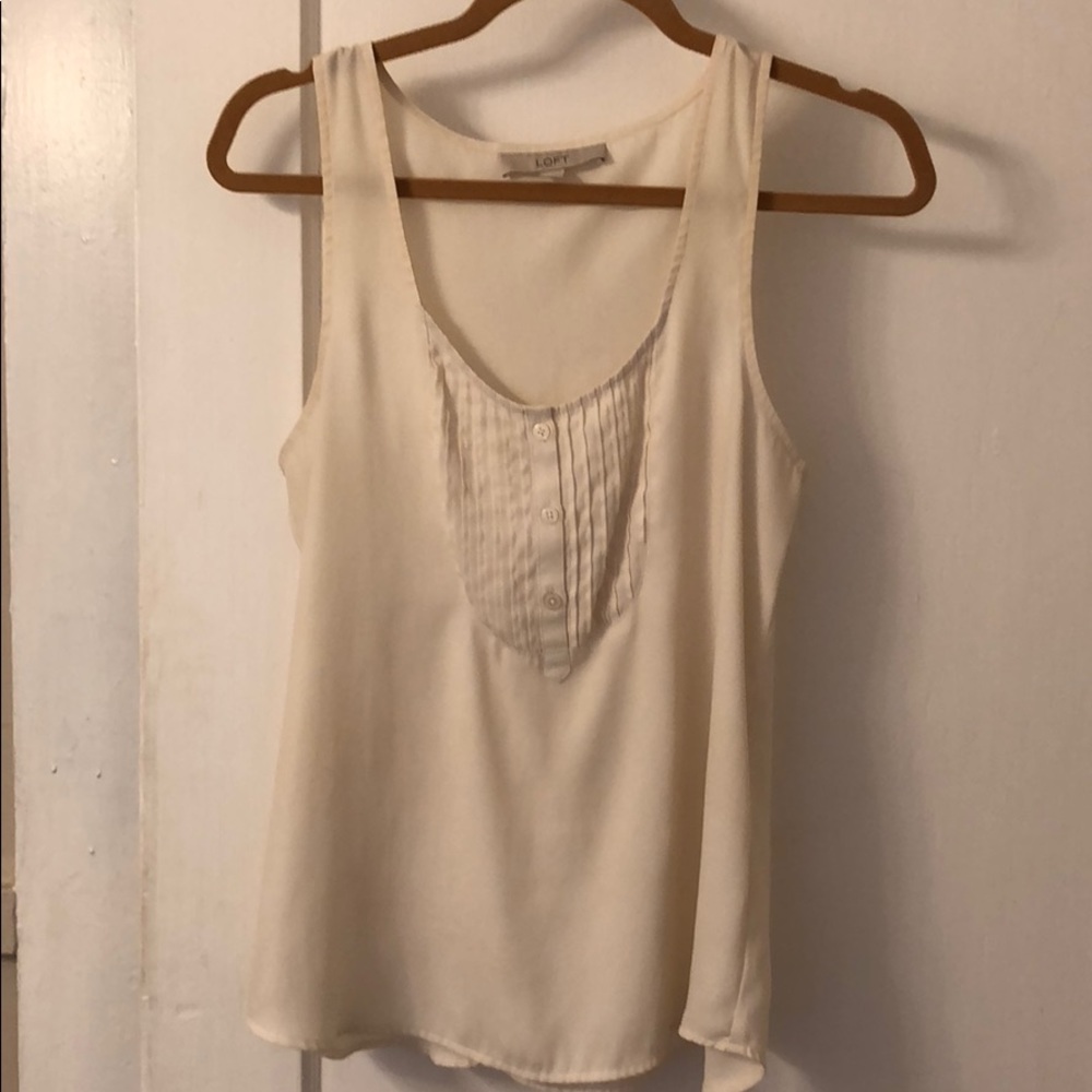 LOFT Silk Tuxedo sleeveless blouse